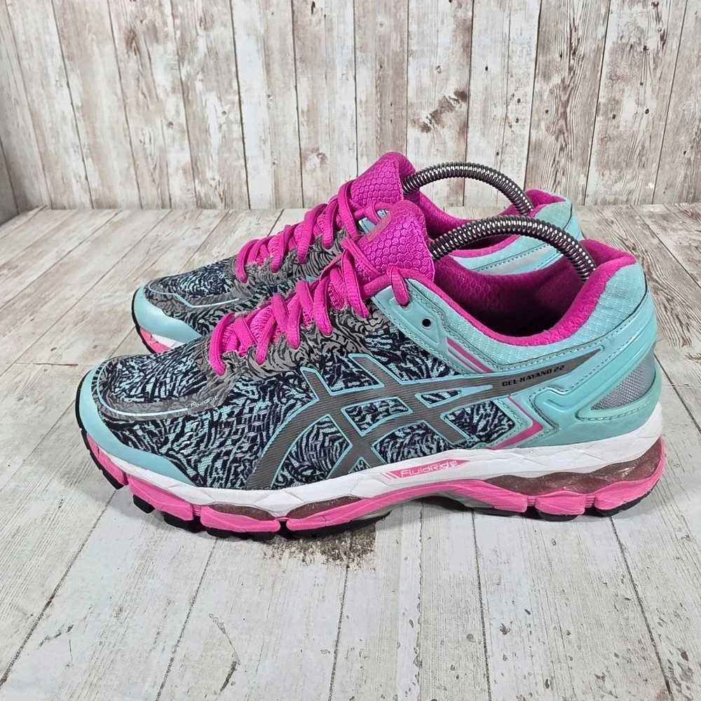 Asics Gel-Kayano 22 Womens‎ 9.5 Pink Teal Running Shoes T5A5N Stability Sneakers